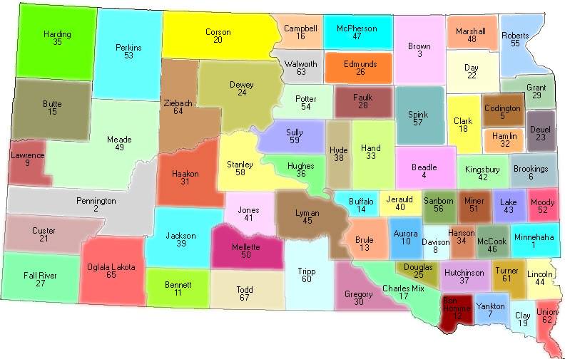 These are South Dakota Counties